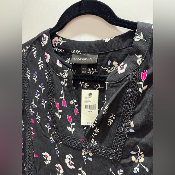 NWT Lane Bryant Floral Black Women's tunic Top size 18/20 - Picture 2 of 4